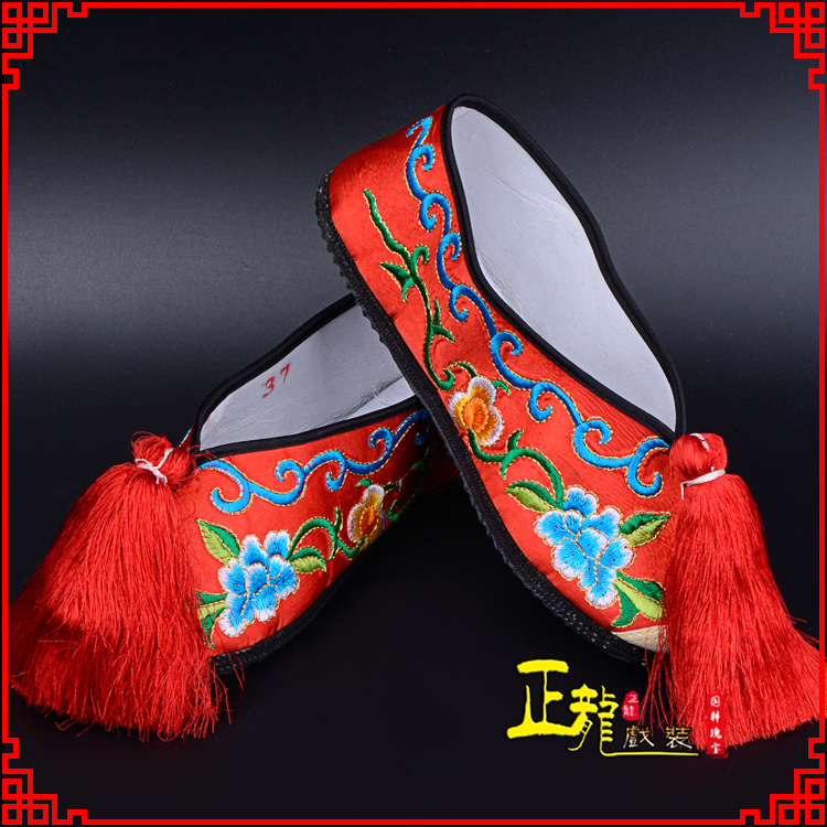 上街京剧越剧戏曲彩鞋花旦绣花 普平底彩鞋
